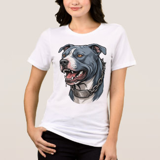 Felle blauwgrijze pitbull met getande kettinghalsb Tri-Blend shirt