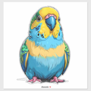 Felle Blauwgroene Parkiet Sticker Mooie Vogel Kuns