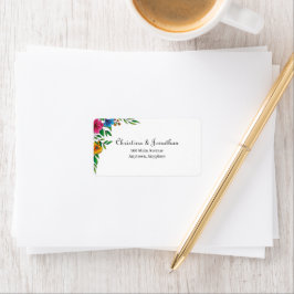 Felle bloem lente zomer bruiloft retouradres etiket