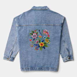 Felle bloemen wilde bloemen namaak garen borduurwe denim jacket