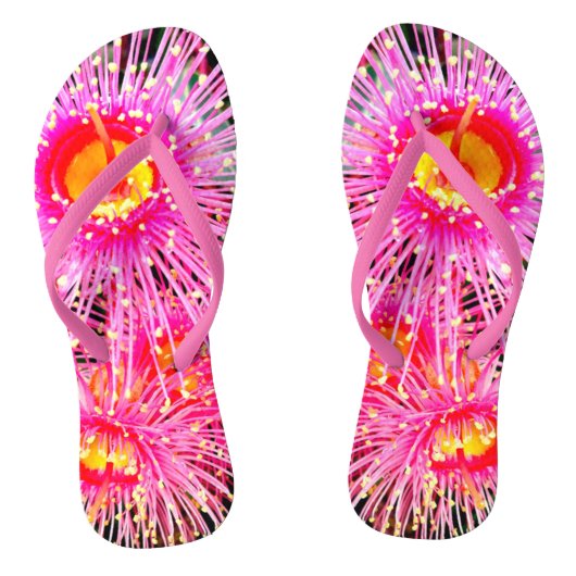Felle Boho Gumnut Bloem Bloemstuk Teenslippers (Voetbed)