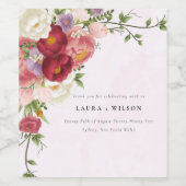 Felle Boho Rode Roze Witte Bloemen Bruiloft Wijn Etiket (Enkel label)