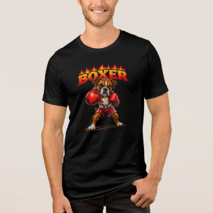Felle Boxer Hond Vechters Boxing Gym Tri-Blend Shirt