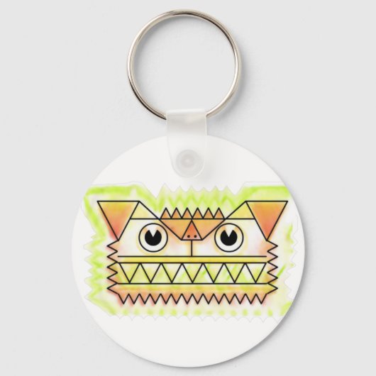 Felle, boze hond Button Sleutelhanger (Voorkant)