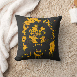 Felle brullende leeuw splash art kussen