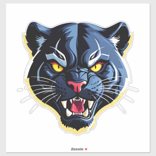 Felle Brullende Panter Mascotte Sticker (Vel)