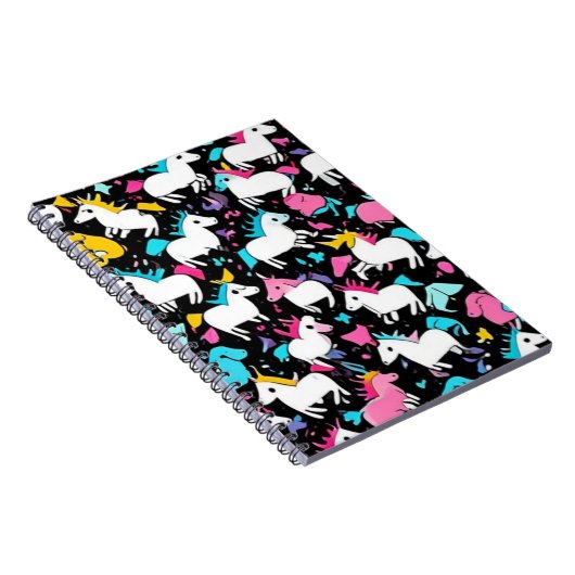 Felle Cartoon Eenhoorns Notitieboek (Rechterzijde)