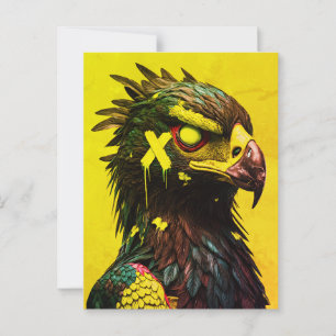 Felle Cyber Eagle met Neon Accenten Contemporary Briefkaart
