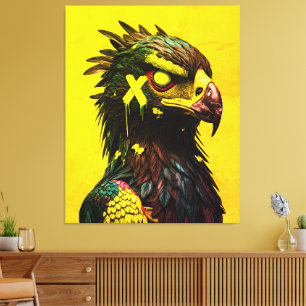 Felle Cyber Eagle met Neon Accenten Contemporary Canvas Afdruk