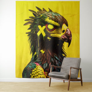 Felle Cyber Eagle met Neon Accenten Contemporary Wandkleed
