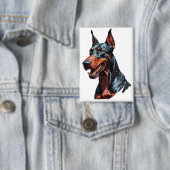 Felle Dobermann Portret Agresieve Hond cadeau Button (Insitu)
