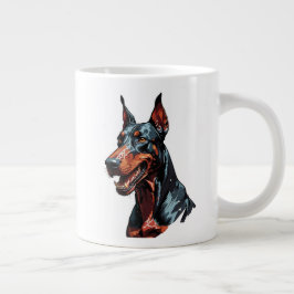 Felle Dobermann Portret Agresieve Hond cadeau Grote Koffiekop