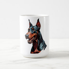 Felle Dobermann Portret Agresieve Hond cadeau Koffiemok