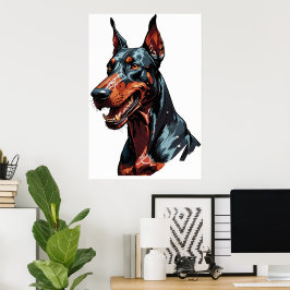 Felle Dobermann Portret Agresieve Hond cadeau Poster