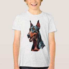 Felle Dobermann Portret Agresieve Hond cadeau Tri-Blend Shirt