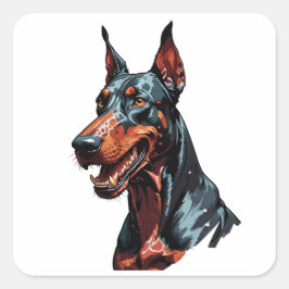 Felle Dobermann Portret Agresieve Hond cadeau Vierkante Sticker