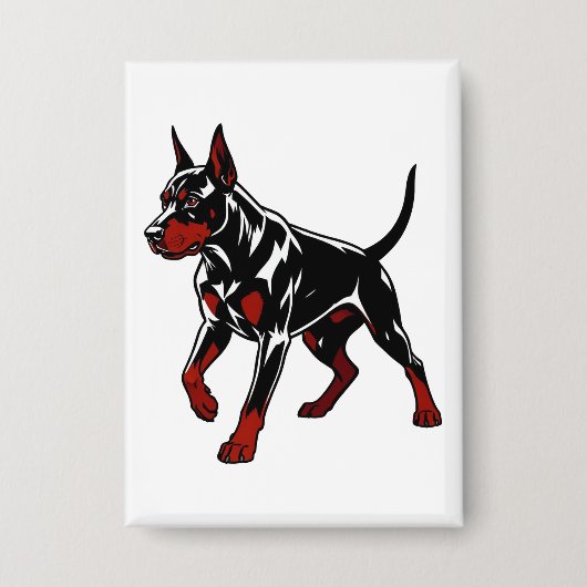 Felle Dobermann Waakhond Button (Voorkant)