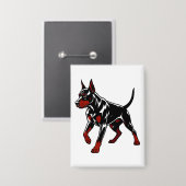 Felle Dobermann Waakhond Button (Voorkant / Achterkant)