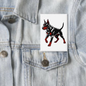 Felle Dobermann Waakhond Button (Insitu)
