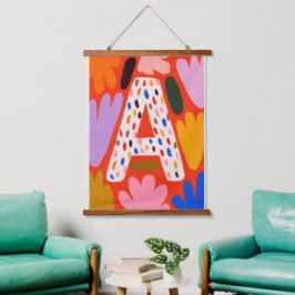 Felle Dopamine Decor Monogram Letter A Wandtapijt Hangend Wandkleed