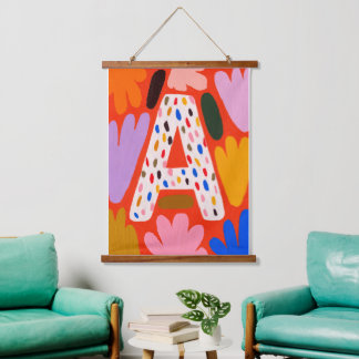 Felle Dopamine Decor Monogram Letter A Wandtapijt Hangend Wandkleed