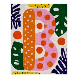 Felle Dopamine Decor Monogram Letter B Poster
