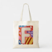 Felle Dopamine Decor Monogram Letter F Boodschappe Tote Bag (Achterkant)