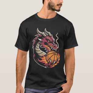 Felle Draak Basketbal Mascotte Sportteam Geest T-shirt