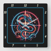 Felle draak gewikkeld in goud vierkante klok (Voorkant)