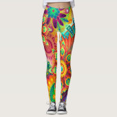 Felle en Kleurrijke Abstracte Leggings (Voorkant)