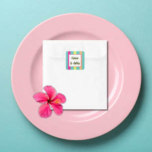 Felle en kleurrijke Neon Huwelijk Verjaardag Vierkante Sticker