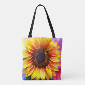 Felle en Kleurrijke Zonnebloem Boodschappentas Tote Bag (Achterkant)