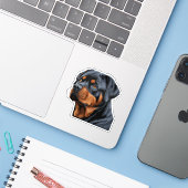Felle en loyale Rottweiler Sticker – ideaal voor (Laptop met iPhone)