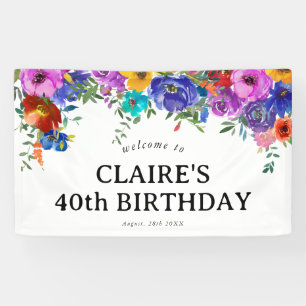 Felle en moedige waterverf bloemen 40ste verjaarda spandoek