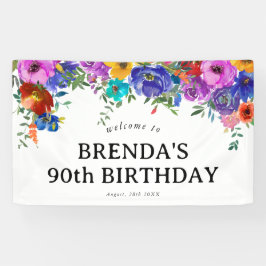 Felle en moedige waterverf bloemen 90ste verjaarda spandoek