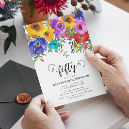 Felle en Mooi Bloemstuk 50e Verjaardag Kaart