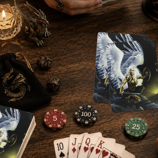 Felle Fantasy Krijgersengel Zwaard Pokerkaarten