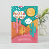 Felle Fiesta Feest. Cactus taco's en tequila Kaart (Staand voorkant)