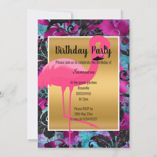 FELLE FLAMINGO TROPISCHE BLOEM KAART (Voorkant)