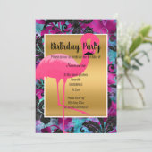 FELLE FLAMINGO TROPISCHE BLOEM KAART (Staand voorkant)