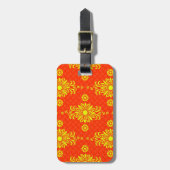 Felle geel-oranje bloemendesign bagagelabel (Voorkant verticaal)