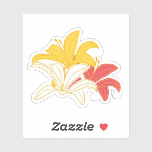 Felle Geel Oranje Witte Lelie Sticker (Vel)