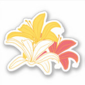 Felle Geel Oranje Witte Lelie Sticker (Voorkant)