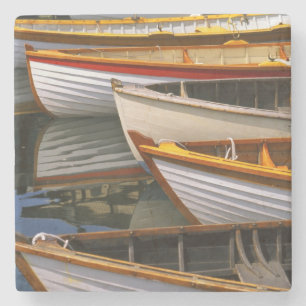 Felle gekleurde boten bij het Wooden Boat Center Stenen Onderzetter