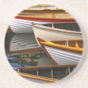 Felle gekleurde boten bij het Wooden Boat Center Zandsteen Onderzetter