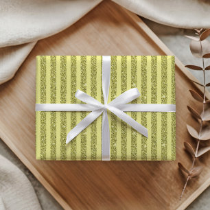 Felle gele glinsterende stijl verticale strepen cadeaupapier