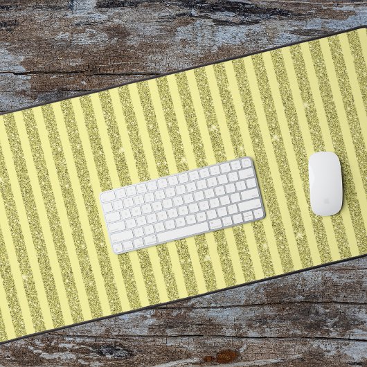 Felle gele glitter stijl verticale strepen bureaumat