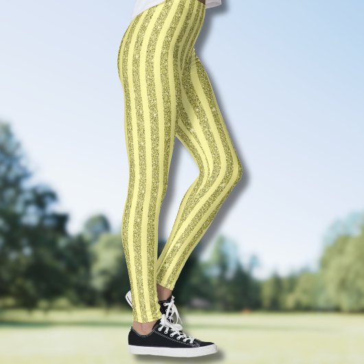 Felle gele glitter stijl verticale strepen leggings