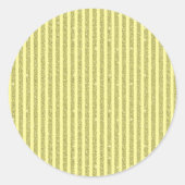 Felle gele glitters verticale strepen ronde sticker (Voorkant)