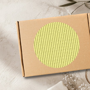 Felle gele glitters verticale strepen ronde sticker